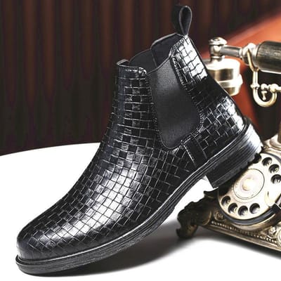 Luxe Chelsea Gesp Leer Heren Laarzen Krokodillenpatroon Enkellaarsjes Heren Schoenen Stevige Laarzen Heren Lente/Herfst Drop Shipping 38 gray