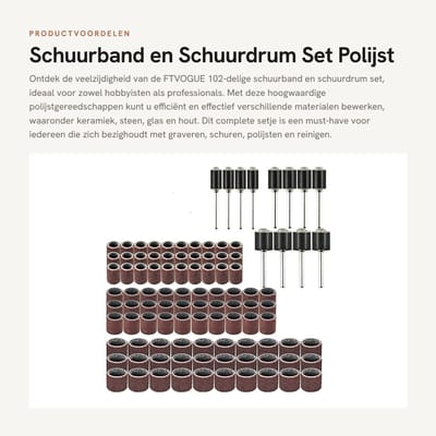 Dailygoods - Schuurband en Schuurdrum Set - Polijst Gereedschap - Accessoires - 102-delig - Schuren - Gereedschap voor schuren - Geschikt voor houtbew...