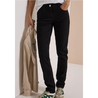Jeans met Mid Waist-taille en Straight Leg-pijpen in casual pasvorm