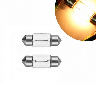 TLVX 2 stuks 31mm C5W Origineel Halogeen Buislampen - Interieur Lampen - Kofferbak verlichting - Interieurverlichting - Auto Lampen - 3000K Warm Wit Licht - Geel - 12V - Festoon Buis Lampje – Instapverlichting - Dakhemel Gloeilamp (2 stuks)
