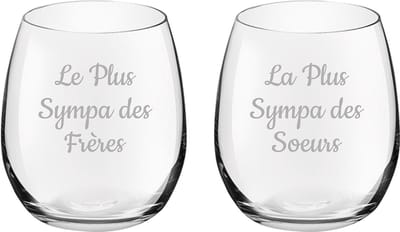 Drinkglas gegraveerd - 39cl - Le Plus Sympa des Frères & La Plus Sympa des Soeurs