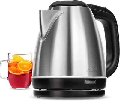 Elektrische Waterkoker 1 Liter RVS BPA-Vrij met Automatische Uitschakeling en Draadloze Voet
