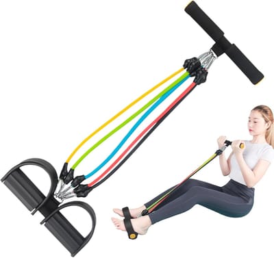 Pedaal Enkeltrekker - Fitness Trainer - Thuis Trainen - Instelbare Weerstand - 62 cm Lengte - Zwart