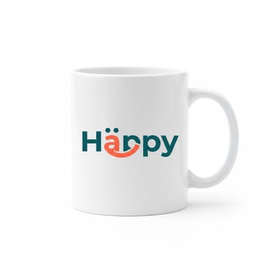 Happy Smiley Mok – Minimalistische Positieve Quote Koffiemok – 330 ml Keramische Mok Cadeau