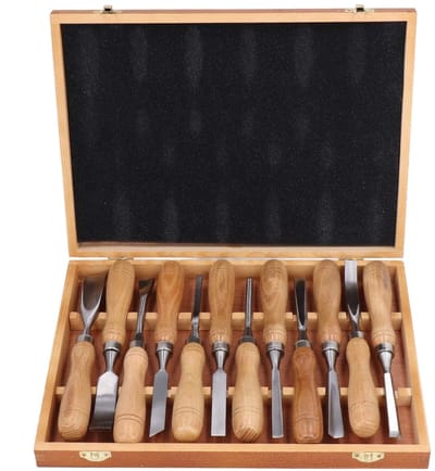 Dailygoods- Houtsnijwerk Set 12-delig - Beitelset Houtbewerking - Houtsnijwerk Gereedschap - Ergonomisch Handvat - CRV-blad - Duurzaam en Slijtvast