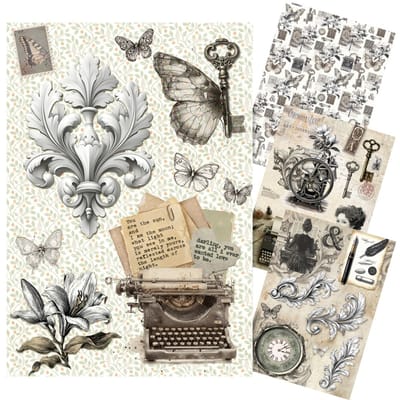 Motief strozijde assortiment "Typographic", set van 4