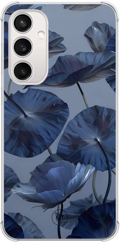 Hoesje (shockproof) geschikt voor Samsung Galaxy S23 FE - Dusky blooms - Extra sterke case - TPU/polycarbonaat - Bloemen - Paars, Transparant