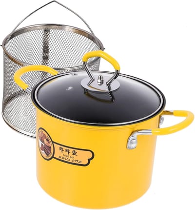 Gietijzeren Frituurpan - Grote Capaciteit Pot - Thuis Frituren - Afneembare Mand - 718 Gram - Zilver