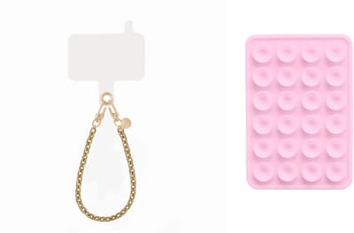 xoxo Wildhearts Telefoonkoord Dreamy kort + Telefoonsticker Stick On Me Square Lichtroze – geschikt voor alle telefoonhoesjes