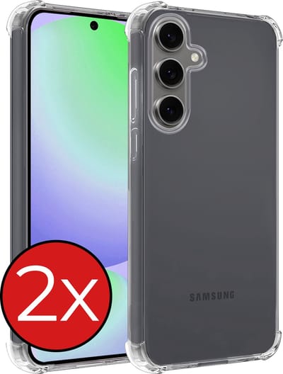Hoesje - 2 Stuks - Geschikt voor Samsung Galaxy S24 FE - Sterk & Shockproof - Back Cover - Siliconen Case - Telefoon Hoes Shock Proof - Telefoonhoes - Transparant