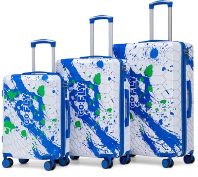 MODFU - 3-Delige Kofferset - Harde Schaal En Cijferslot - Modern - Voor Reizen - PC - Blauw - 20/24/28 Inch