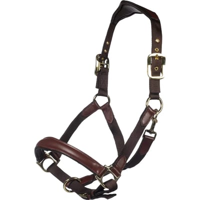 Halsband voor paard leer en nylon HKM Luna