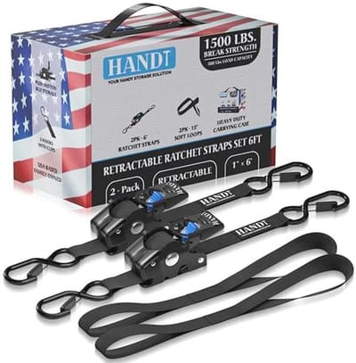 Intrekbare Ratelriemen 1"x6ft - 2 Stuks, 1,55 lbs Breuksterkte, Heavy Duty Zelf Ratcheting Strap voor Vrachtwagen en Aanhangwagens