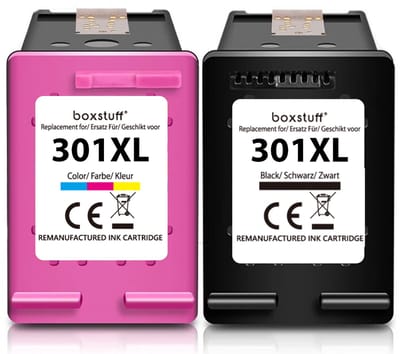 Boxstuff Inkt geschikt voor 301 XL - (CH563EE) Compatibel met HP 301 / 301XL - Inkt Cartridge 2-pack voor HP Deskjet 1000 / 2050 / 2549 / 3050a2 Envy 4500 / 4501 / 5530 / 5531 Officejet 4630 / 4631 / 4632 - Pack Kleur en Zwart