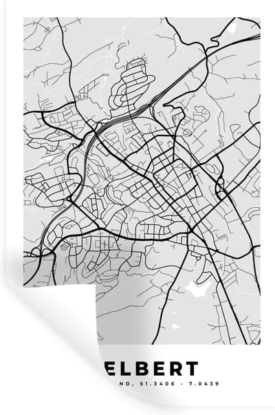 Muurstickers - Sticker Folie - Plattegrond - Velbert - Kaart - Stadskaart - Duitsland - 20x30 cm - Plakfolie - Muurstickers Kinderkamer - Zelfklevend Behang - Zelfklevend behangpapier - Stickerfolie