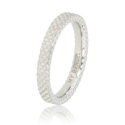 My Bendel - Zilverkleurige Ring met Slangenhuid Patroon - 3 Mm - Zilverkleurige Ring - Slangenhuid Patroon - 3 Mm Smal - met Luxe Cadeauverpakking | Sieraden Voor Dames | Maat 16.00 Mm / Maat 50
