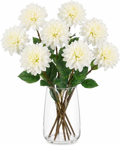 Mica Decorations Kunstbloem Dahlia Floristic - 8x - H75 cm - wit - kunststof - stelen kunstbloemen - boeket - bloemetjes