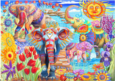 Bluebird Puzzle legpuzzel Elephants in the Garden - 2000 stukjes dieren.