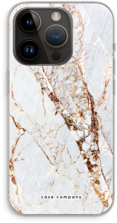 Case Company® - Hoesje geschikt voor iPhone 14 Pro hoesje - Goud marmer - Soft Cover Telefoonhoesje - Bescherming aan alle Kanten en Schermrand