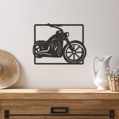 Wanddecoratie Motorfiets - Muurdecoratie Brommer - Muurdecoratie Hout - Wanddecoratie Hout - Muurdecoratie Woonkamer - Wanddecoratie Woonkamer - Wanddecoratie Industrieel - Wanddecoratie Motor - Home Decor - Wall Line Art - 37.5 x 29 cm