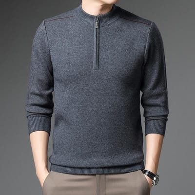 Halfhoge Col Heren Verdikking Trend Jeugd Mode Pullover Halve Rits Gebreid Winter Papa Pak Herenkleding 4XL/130/190