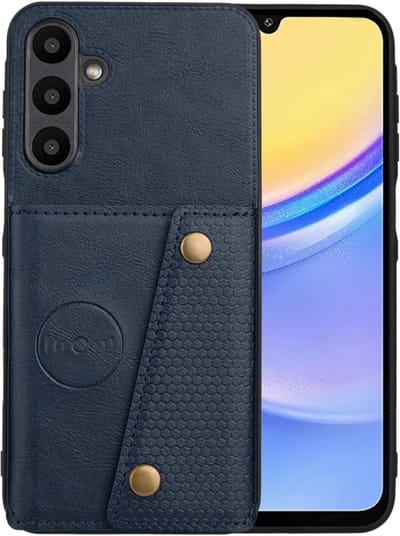 PU Bescherm-Hoes Cover met 4 Pas-vak geschikt voor Samsung Galaxy A37 - A36 - A56 - Blauw