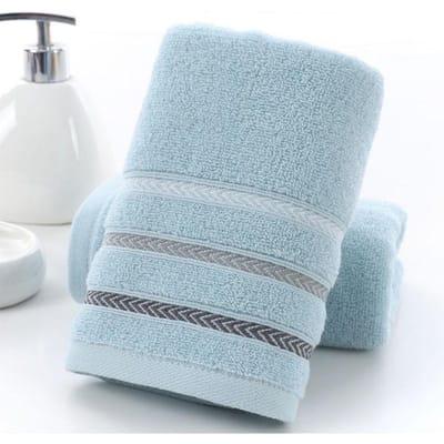 Serviette de visage absorbante en pur coton 35 x 75 cm, pour le nettoyage des mains, du visage et des cheveux, séchage rapide, pour la maison, portable, en microfibre, douce 35cm x75cm bleu