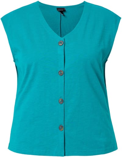 Ulla Popken - Dames - Vest zonder mouwen - Turkoois - Maat 46+