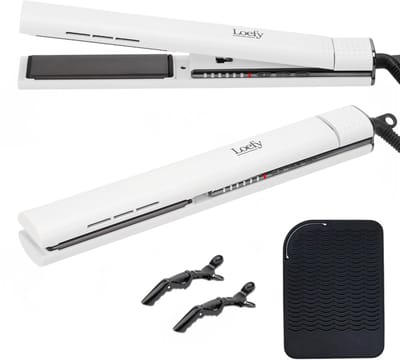 Loefy Stijltang - Stijltang 2 in 1 - Stijlen en Krullen - Keramisch - Krultang - Snel Opgewarmd - zoals Airstrait - 120°C t/m 220°C - Wit