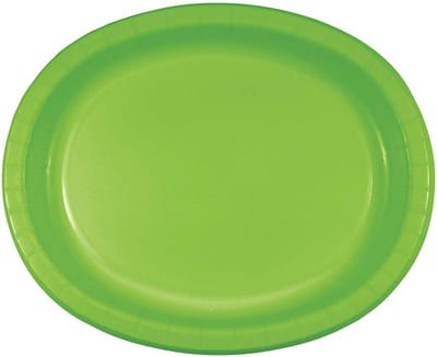 8 ovale papieren bordjes, limoengroen, 25x31 cm