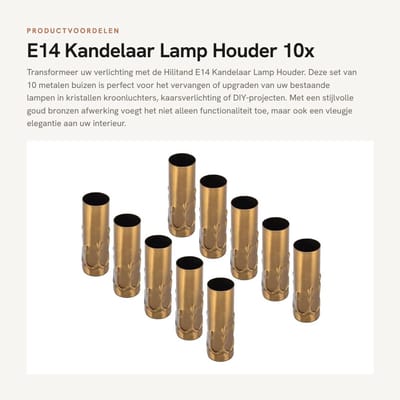 Dailygoods - E14 Kandelaar Lamp Houder - 10x Metaal Tube Lamp Basis - Goud en Brons - Lampen - Interieur Decoratie - Verlichting - Geschikt voor E14 l...