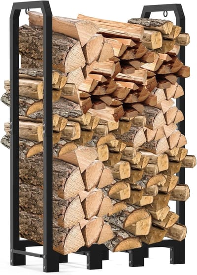 Brandhout rek - Opslag hout - Buitenhaard accessoires - Afneembaar ontwerp - 122x36x122 cm