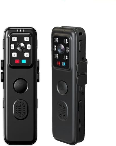 DrPhone GuardianCam – Bodycam Met Achtergronddemper – Looprecording – Infrarood Nachtvisie – Handige Statief – Inclusief Micro-SD 16GB Kaart - Zwart
