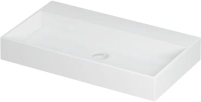 INK United Wastafel Porselein Zonder Kraangat incl. Porseleinen Click Plug en Verborgen Overloop Systeem - 800x450x110 mm - Mat Wit