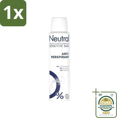 1 x Neutral - Deodorant Spray - Anti-perspirant - Gevoelige Huid - 0% Kleurstof, Parfum & Alcohol - 150 ml- Gevoelige Huid - Anti-perspirant - Deodorant Spray - 0% Parfum - 0% Kleurstof