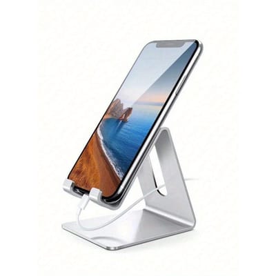 1 stuks Acryl Mobiele Telefoonstandaard, Draagbare Transparante Telefoonhouder voor Bureau, Compatibel met Android/ Smartphones, Tablets, Geschikt voor Thuis zilver