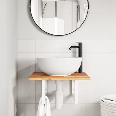 vidaXL - Badkamer - wandschap - staal - en - massief - acaciahout