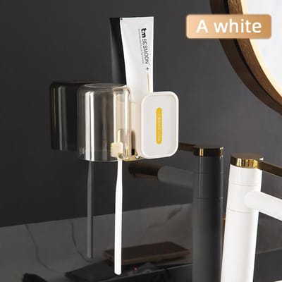 Tandenborstelhouder Tandpasta Dispenser Tandenborstelbeker Rek Badkamer Elektrische Tandenborstel Opbergdoos Badkamer Organizers Plankenrek