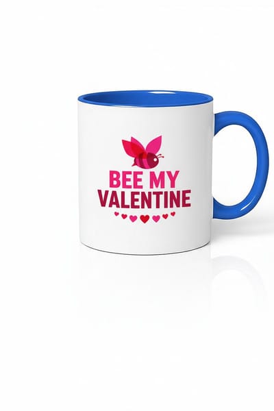 Valentijn Mok 'Bee My Valentine' - Roze Bij & Harten Design - Liefdescadeau
