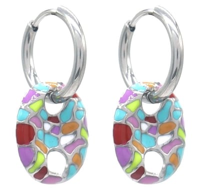 Roestvrij Stalen Oorbellen met hanger - Multi Color - Vrolijk - Abstract - Mode