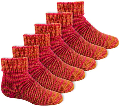 Gebreide kindersokken | Scandinavische sokken | Kleur: Oranje | Maat: 23 t/m 38 | 6 paar