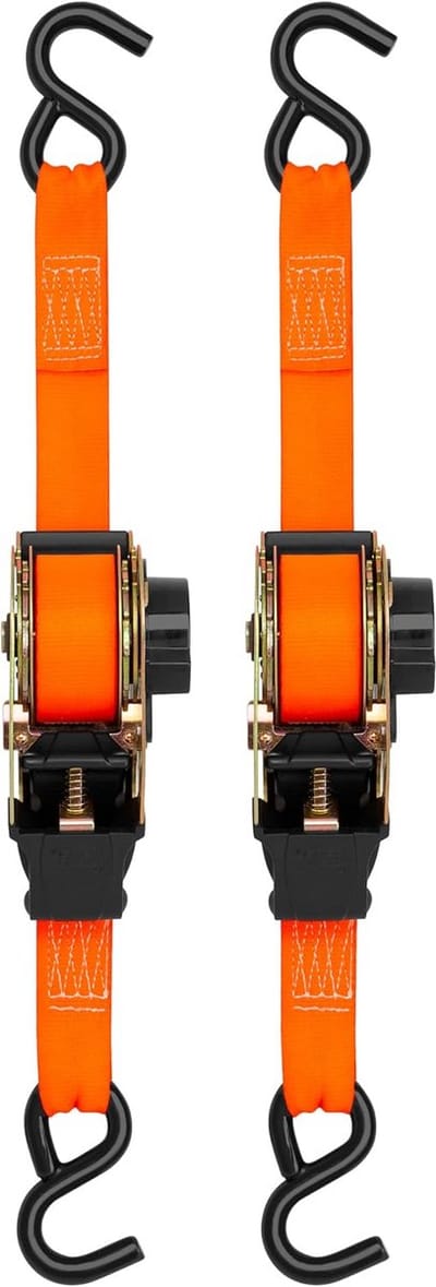 Intrekbare Ratelbanden 25 cm - Sterke Spanbanden met Ratel (2 stuks) - Veilig Vervoer Motorfietsen en Zware Lasten