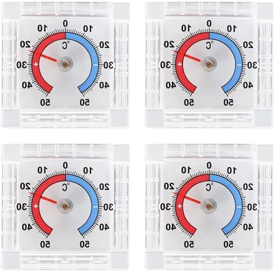 Raamthermometer Zelfklevend - Buitenthermometer Weerbestendig - Temperatuur Aflezen - Dubbele Kleurenschaal - 7.5 x 7.5 cm - Transparant