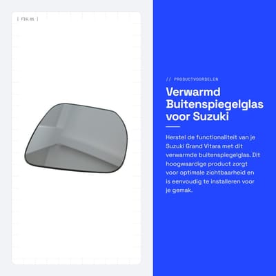 Dailygoods- Buitenspiegelglas verwarmd - Achteruitkijkspiegelglas - Zijspiegelglas met houder - Compatibel met Suzuki Grand Vitara 2005-2015 - Linksvoor - ABS en glas - Spiegels