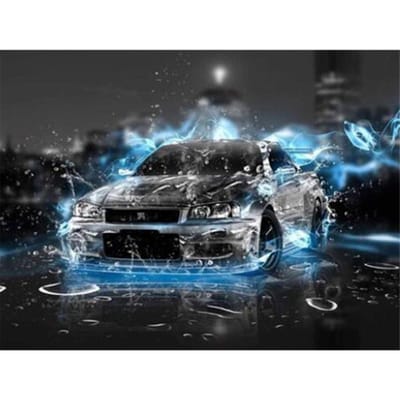 Sport auto DIY diamant mozaïek stad diamant schilderij kruissteek landschap volledige ronde diamant borduurwerk fantasie 20X30CM gray