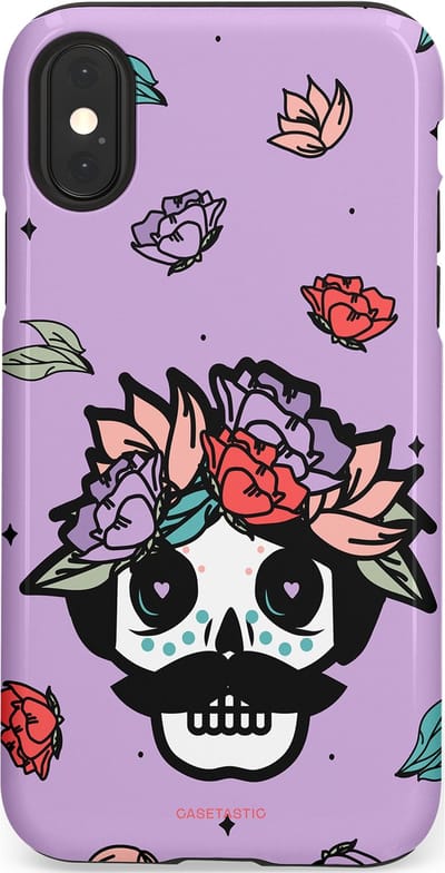 Casetastic Hoesje Geschikt voor Apple iPhone X/Xs - Stijlvolle Beschermende Duo-layer Case - Schedel Snor