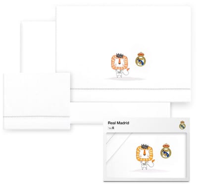 REAL MADRID™ kinderwagen lakenset - 70x50 cm - wit/grijs - 100% katoen
