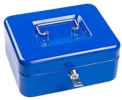 Geldcassette met 5 Vakken - Diefstalbestendig en Veilig Slot - Blauw