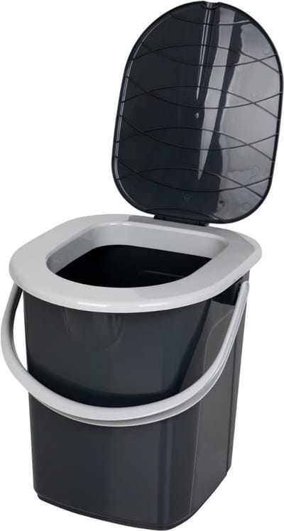 TIM® Toiletemmer Met Deksel - Toiletemmer - Emmer Met Deksel 5 Liter - Nachtemmer - Nachtemmer Met Deksel - Grijs - 38cm x 35cm x 37cm