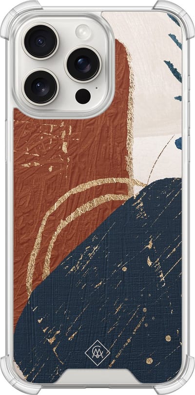 Casimoda® hoesje - Geschikt voor iPhone 15 Pro Max - Abstract Terracotta - Shockproof case - Extra sterk - TPU/polycarbonaat - Rood, Transparant